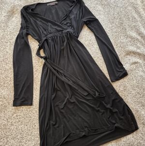 To The Max Black Womens Size XL Stretch Dress With Tie Belt